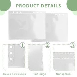 MEXRUMI Pack of 10 Binder Pockets PVC 6-Hole Folder A5 Waterproof Plastic Binder Pockets Polypropylene Punched Pockets for Protection of Paper Documents