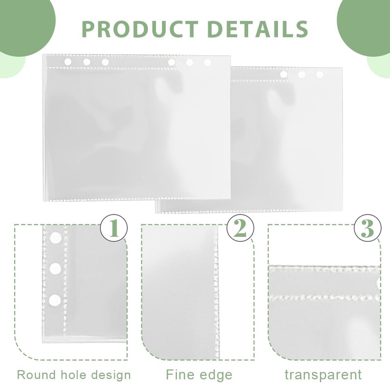 MEXRUMI Pack of 10 Binder Pockets PVC 6-Hole Folder A5