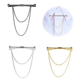 LONGHAO Set of 3 collar bar pins, tie collar pin, men's shirt collar clip, collar bar with chain, tie pins for men, suit accessories, for Valentine's Day, anniversary, party, meeting, date, Alloy,