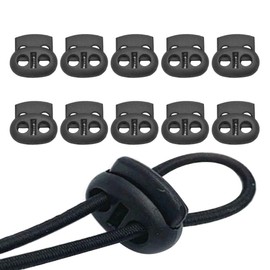 HappyHome Spring Cord Stoppers 2 Holes 5mm Cord Lock Toggle Stopper Black Pack of 10