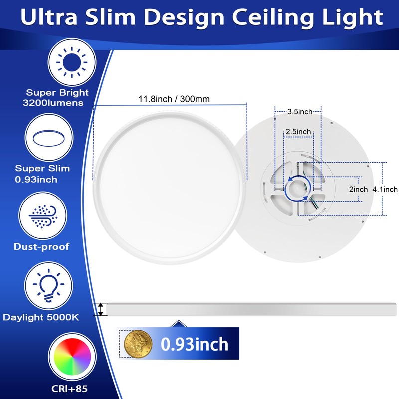 MODERN 6 Pack 28W 3200lm Flush Mount LED Ceiling Light,