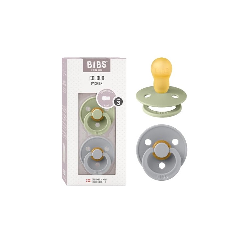 BIBS Natural Rubber Baby Dummy Set - Sage & Cloud,
