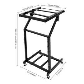 12U Adjustable DJ Stand Mixer Rack Music Show Equipment Rack Rolling Stage Cart Black