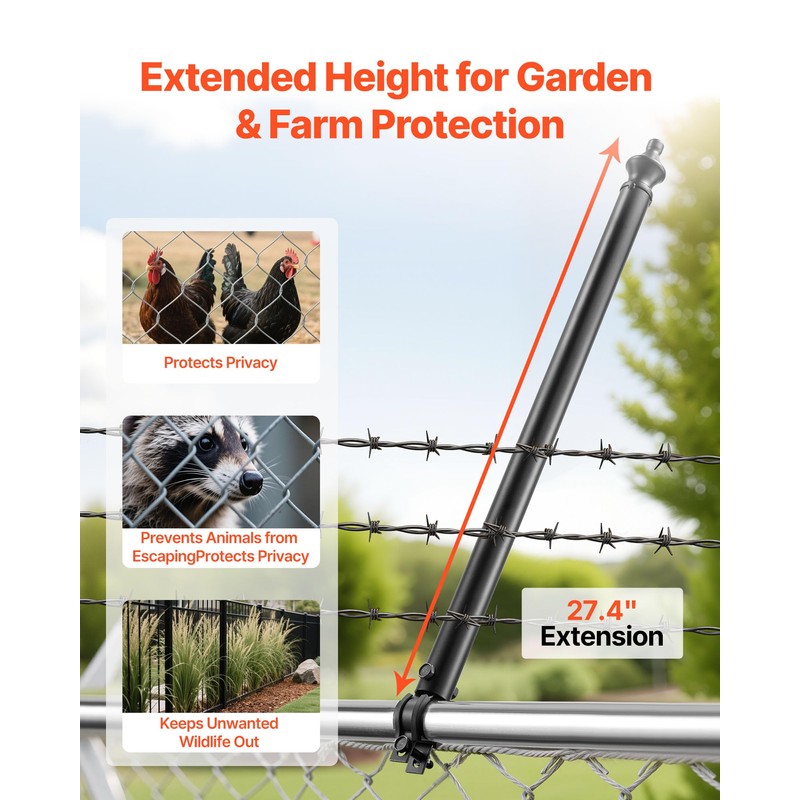 VEVOR Chain Link Fence Extensions, 9 Packs 27.4" Extension Height,