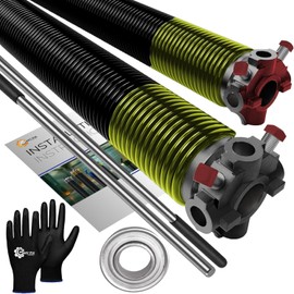 Garage Door Torsion Springs 207x1.75x30 Replacement with 1" Steel Bearing, Winding Bars, and Gloves for Left and Right Side of Garage Door Precision E-Coating 5-Year Warranty Min. 30,000 Cycles (Pair)