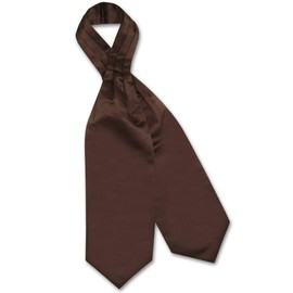 Vesuvio Napoli ASCOT Solid CHOCOLATE BROWN Color Cravat Men's Neck Tie
