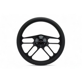 New World Motoring 14" 4 Spoke BLACK Steering Wheel Black Grip 6 Hole Chevy Horn Button Muscle