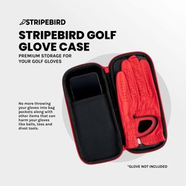 Stripebird - Golf Performance Gloves Holder Case (Major Red) - for Golfers That Reuse Gloves - Protect and Keep Golf Gloves Dry - Moisture Free Storage Design - Includes Golf Bag Clip for Golfers