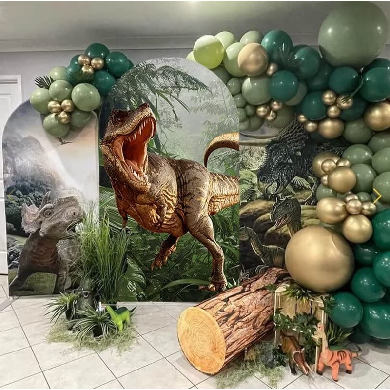 NIVIUS PHOTO Dinosaur Arched Backdrop 2.5x6ft Arch Wall Covers Stretchy