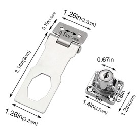 Tanbupu 2Pcs Keyed Locks 3 Inch Twist Knob Locking Hasp Stainless Steel with Screws for Gates,Doors,Cabinets, Closets and More (Sliver)