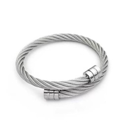 Awlfim Stainless Steel Vintage Twisted Wire Composite Open Bangle Bracelet, Adjustable Cuff Bangle Bracelet for Women & Men, Girls, Teens, Mother
