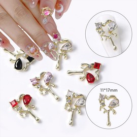 16 Pcs 3D Alloy Heart Nail Charms Rhinestones for Acrylic Nails Droplets Lava Heart Shape Nail Art Gems Supplies Irregular Molten Metallic Love Nail Jewelry DIY Manicure Accessories for Women Girls