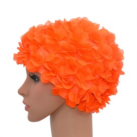 Medifier Badekappe mit Blumenmuster, Retro-Stil, für Damen, orange