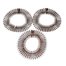 Perfect Hairstyle with Our Hair Accessories - Brown Silver Headband Set 3 Flex Spider Hair Comb Teeth Accordion Stretch Fashionable Hair Accessory Hair Jewelry Accessories for Lady Women