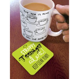 Brainbox Candy - Funny 'Stroppy Teenager (Lime Green) Coaster' - Small Gift Ideas For Him Her - Friends Birthday - Housewarming Present - New Home Gift - Funny Gifts For Women Men