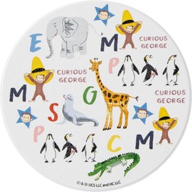 Curious George SAN4610-2 Ceramic Water Absorbing Coaster, 3.9 inches (10 cm) in the city George and the Animals, Circus, Tableware, Miscellaneous Goods, Birthday Gift, White