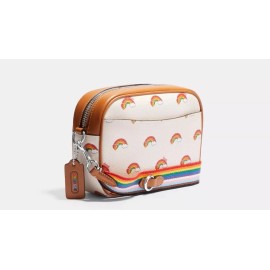 Coach NWT Coach CJ647 Mini Jamie Camera Bag Crossbody With Rainbow Print Chalk Multi