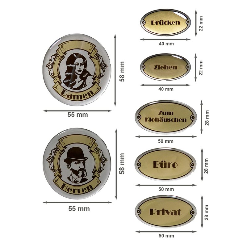 BIKE-label Door Sign 3D Sticker Silver Look Notice Signs Office