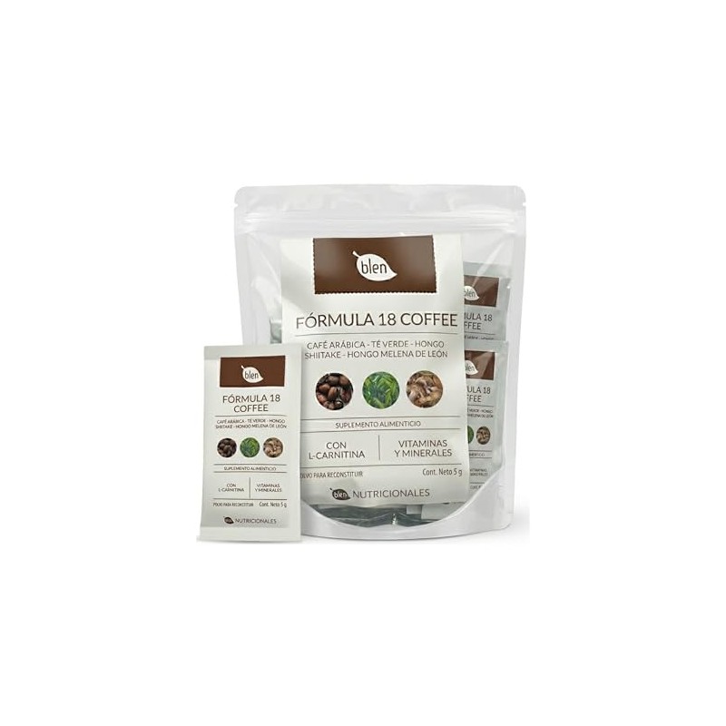 Blen Fórmula 18 Coffee, Suplemento Alimenticio en Polvo, con Café