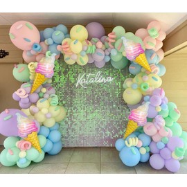 Pastel Balloons Garland Arch Kit 143pcs Macaron Rainbow Balloons Birthday Party Background Decoration Girl Baby Shower Donuts Ice Cream Party Supplies Pink Blue Green