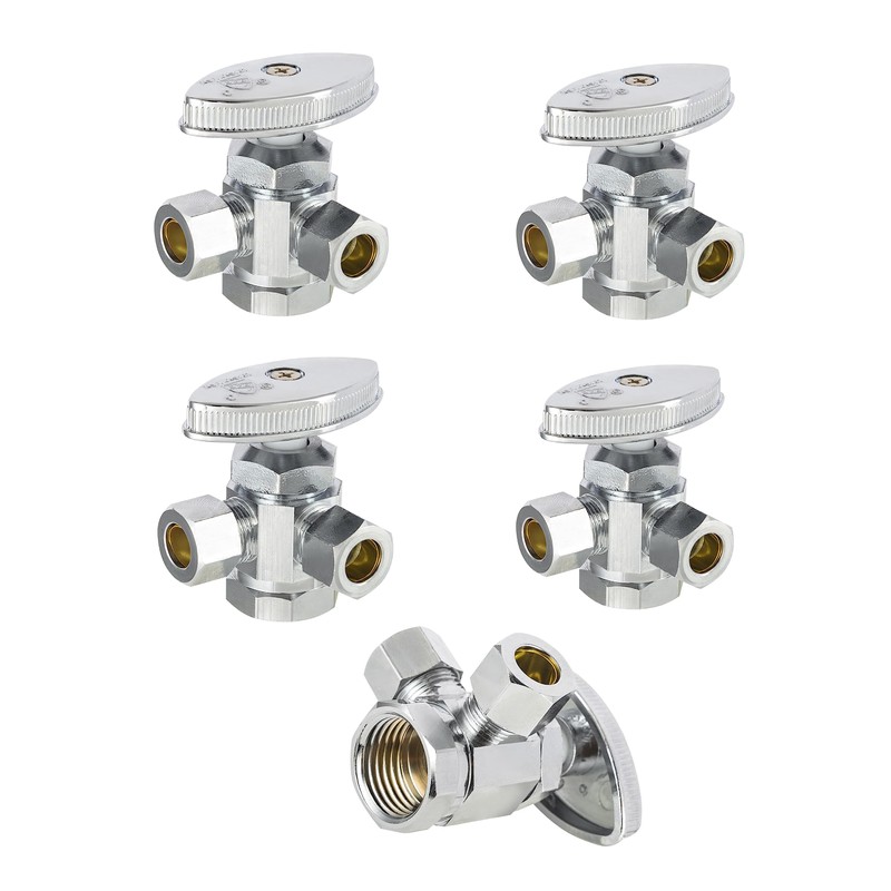 (Pack of 5) EFIELD Dual Compression Outlet Multi-Turn Angle Stop