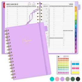 EMSHOI 2025 Appointment Book, 30-Minute, A5 Weekly and Monthly Planner, Daily Hourly Planner, Spiral, PVC Cover, Note Pages, Monthly Tabs, 6" x 8.38", Purple (Note: Wed was misspelled as Web)