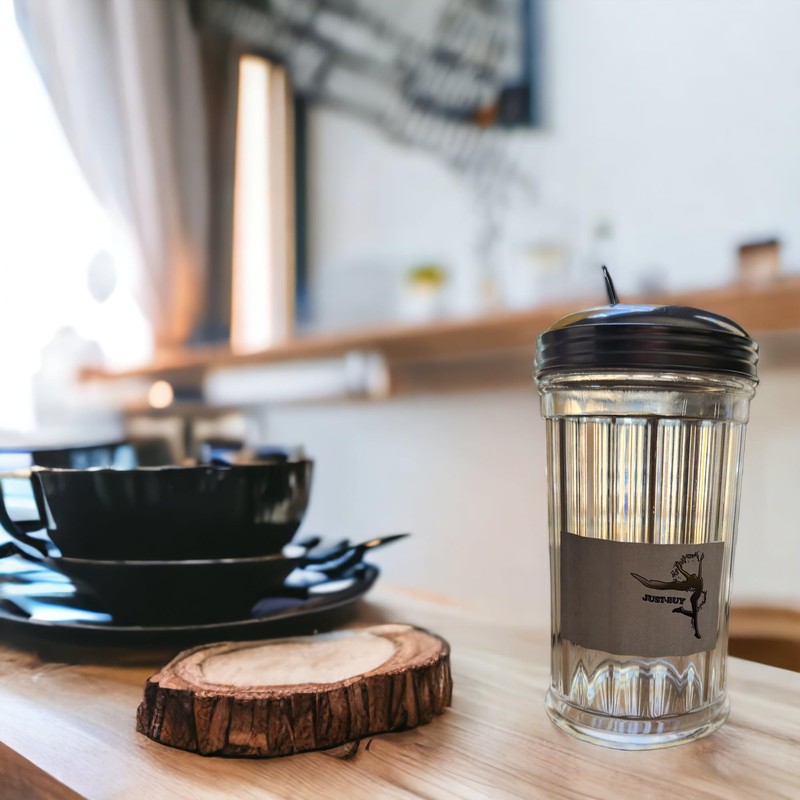 JUST-BUY Sugar Pourer Dispenser Shaker with Stainless Steel Lid and