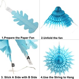 Time to Sparkle 12 Pack Mix Tissue Paper Fan Party Fan Snowflake Christmas Wedding Decoration Fan Mix-White