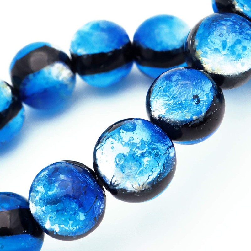Gold Stone Yonaguni Blue Firefly Glass 8mm Luminous Bracelet, Okinawa
