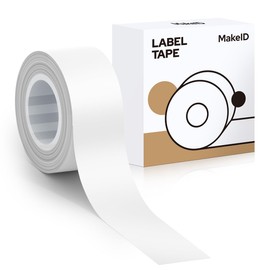 MakeID L1 E1 Q1 Label Maker Tape Refills, 16mm x 4m (0.63" x 13') Continuous Sticker Thermal Laminated Waterproof Self-Adhesive Multipurpose Labeling Tape Replacement