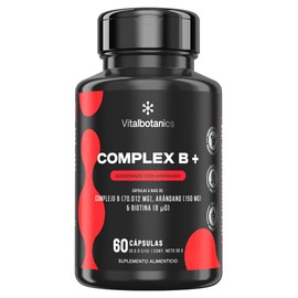Complejo B Completo, Biotina, ArandanoVITAL BOTANICS | 200 Cápsulas, Vitamina B12, B1, B2, B3, B5, B6, Suplemento Vitaminico Para Mujer y Hombre