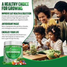 IMPACT IMPACT Supergreens & Youth Athletic Gummies Bundle C Daily Multivitamin & Superfood Support for Kids & Adults C Fiber, Essential Nutrients, Omega-3, Zinc, & Immunity Boost C Vegan & Gelatin-Free (60)