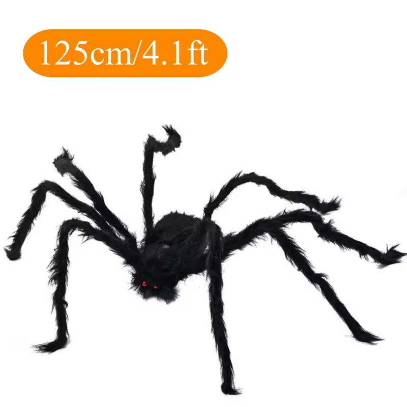 Giant Black Plush Spider for Halloween Decorating – Fuzzy Spider