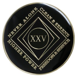 25 Year NA Style Clean Time Medallion Black Tri-Plate Chip