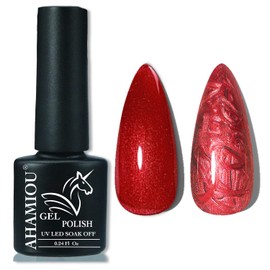 AHAMIOU Pearl Gel Nail Polish Shimmer Mermaid Nail Gel Glitter Drawing Gel Polish Soak Off UV Gel for Salon Home DIY Manicure Use (Maroon)