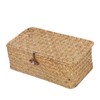 Hand-Woven Seagrass Storage Basket with Lid Design for Desktop Organization