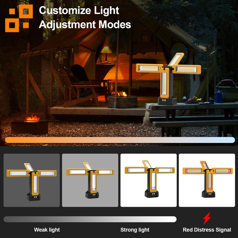 iodoo 13200mAh Rechargeable Solar Work Light,IPX4 Waterproof with Folding Stand