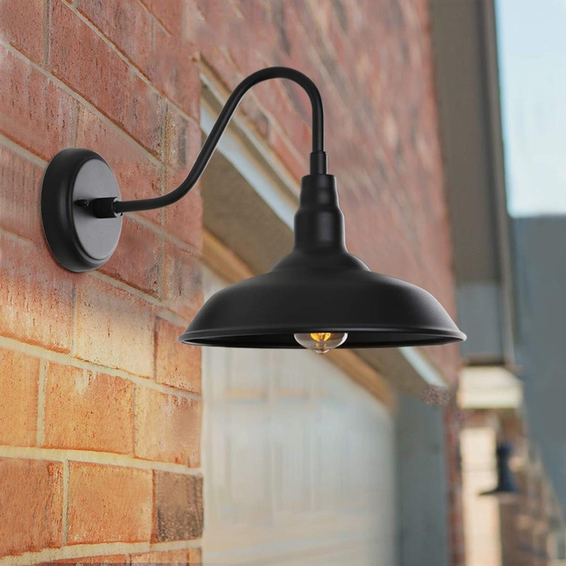 GOALPLUS Black Gooseneck Barn Light for Farmhouse 10 Inch Dome
