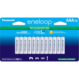 Eneloop Panasonic BK-4MCCA12FA AAA 2100 Cycle Ni-MH Pre-Charged Rechargeable Batteries, 12-Battery Pack