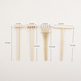 Framendino, 4 Pack Mini Zen Garden Rake Tools Bamboo for Home Office Tabletop Decor 4 Style