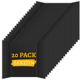 20 Pack Trifold Poster Board (26" x 17"), Black Poster Board for Science Fairs, School Projects, Graduation Party, Event Displays, and Business Presentations