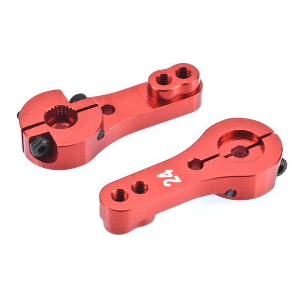 Apex RC Products 24T for Hitec Red Aluminum Dual Clamping Servo Horn -2 Pack #8011