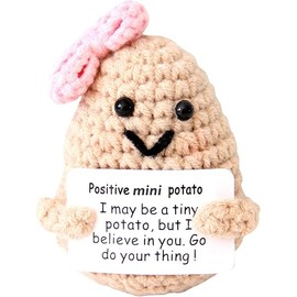 Mini Positive Cute Funny Life Potato Tomato Eggplant Onion Cute Animals Creative Knitted Holding Card Crochet Birthday Christmas Girls Gifts Party Decor