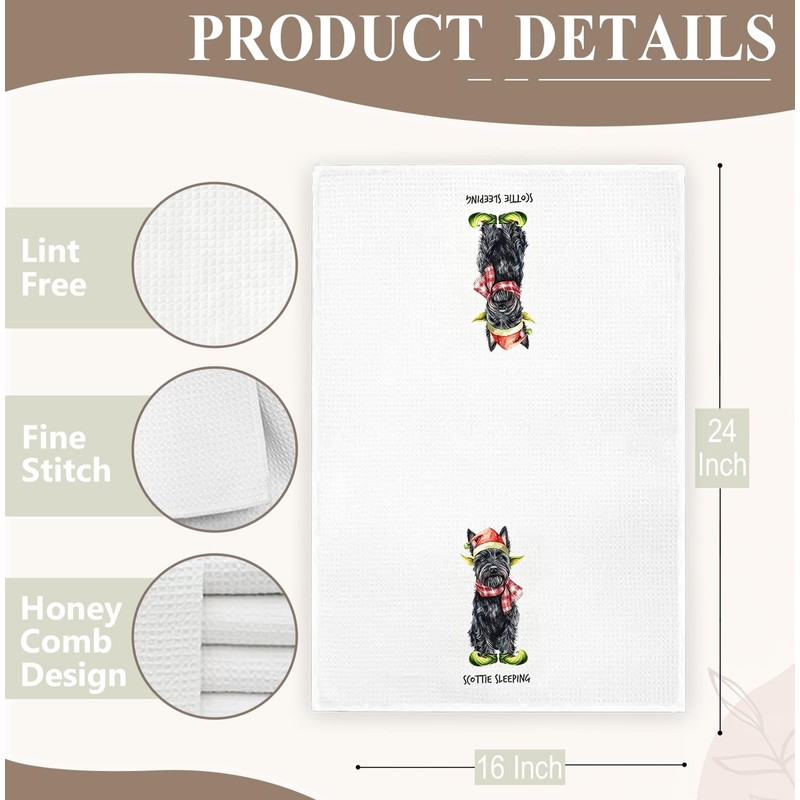 Christmas Scottish Terrier Kitchen Towels Decorative 16x24