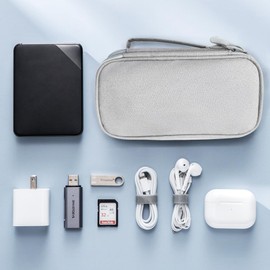 SMONT Cord Cable Organizer Travel Electronic Charger Bag Tech Pouch Case Grey