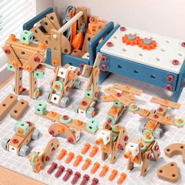 VEAIS Kids Tool Set with Drill,120Pcs Toddler Tool Set with ToolBench,Montessori Toy for 2+Year Old,Educational STEM Construction Toys for Ages 2-4,Pretend Play Toddler Toys 3-5 Year Old Birthday Gift