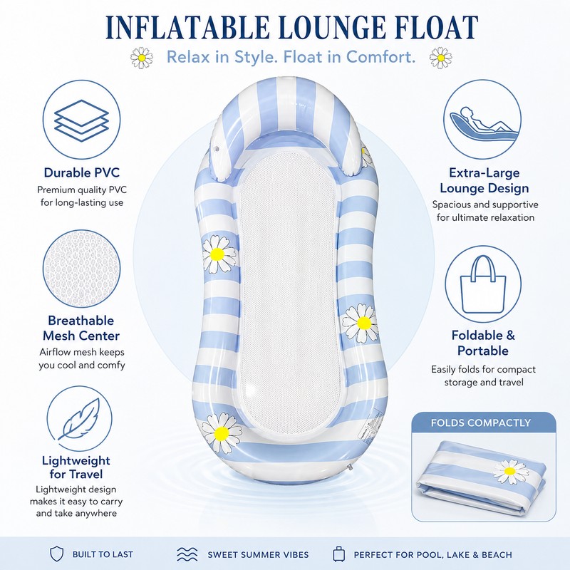 Extra-Large Inflatable Pool Float for Adults – PVC Lounge Chair