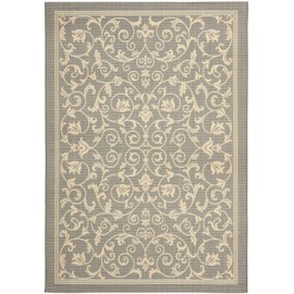 Safavieh Courtyard Collection CY2098 Scroll Indoor/ Outdoor Area Rug, 5'3" x 7'7", Grey / Natural