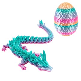 3D Printed Dragon Eggs with Dragon Inside, Mysterious Dragon Toy, Emotional Joints Crystal Dragon with Dragon Egg, Crystal Dragon with Dragon Egg, Easter, Home Office Desk Toy (C)