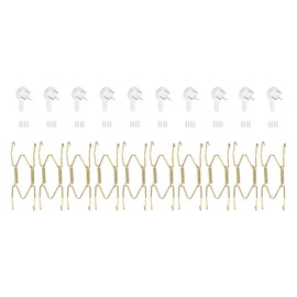 sourcing map 10Pcs Plate Hanger, 4 inch Universal Brass Invisible Wall Plate Hangers with 10Pcs Wall Hooks for Decorative Plates, Gold